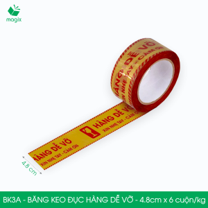 BK3A - 4.8cmx100yard - Băng keo HÀNG DỄ VỠ - Băng dính niêm phong đóng hàng